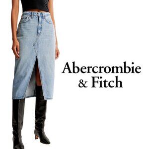 Abercrombie & Fitch Denim Midi Skirt - Light Wash - Size 14/32